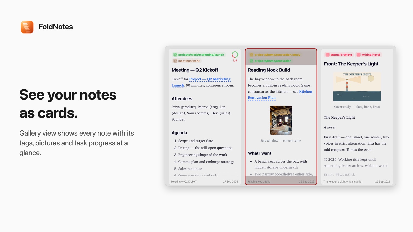 See your notes as cards