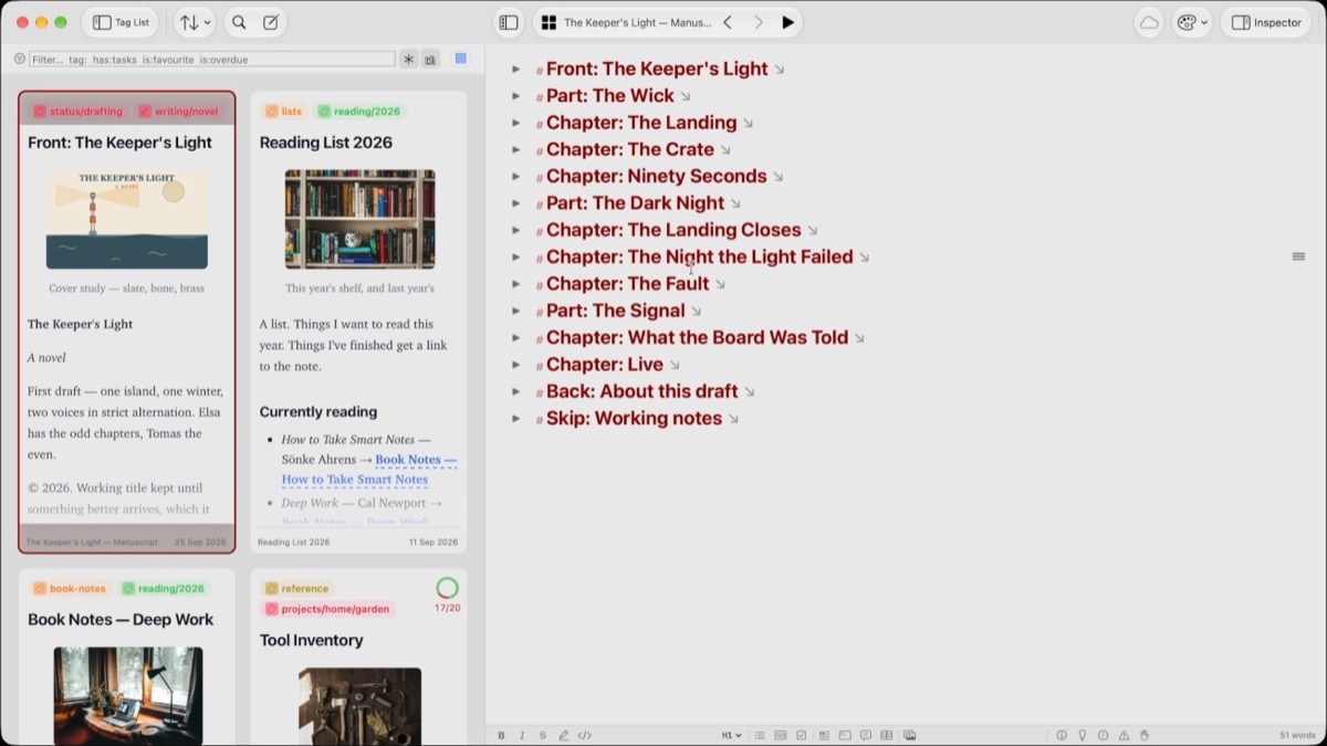 A novel folded down to its chapters